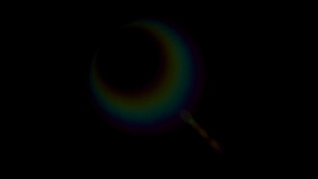 Animation colorful light leak on black background .
