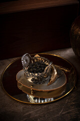 Black caviar, luxurious delicacy appetizer