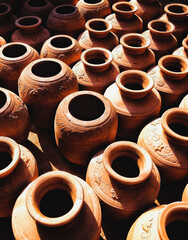 pots on a market stall