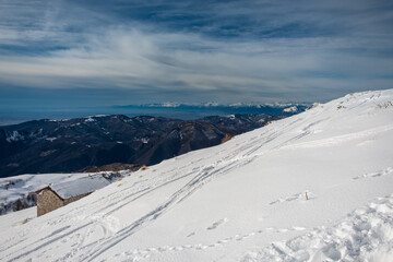 Ski mountaineering on mount Matajur, Friuli-Venezia Giulia, Italy
