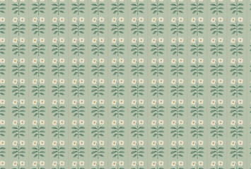 水彩の細かい白い花柄の黄緑背景の壁紙
