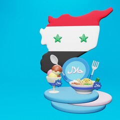 3d rendering of halal food tourism in Syria for Ramadan and Eid