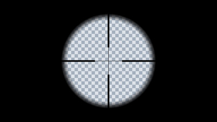 Gun viewfinder. Sniper, hunting scope on a transparent background. Distance zoom. Vector illustration.