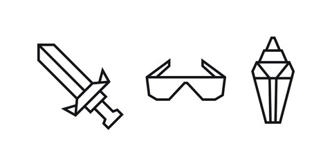 origami style illustration of objects. abstract geometric outline drawing for icon, logo, element, etc. uncolored vector element design.