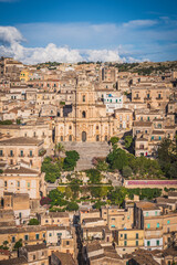 Fototapeta na wymiar Wonderful View of Modica City Centre with the San Giorgio Cathedral, Ragusa, Sicily, Italy, Europe, World Heritage Site