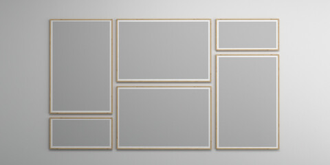 Photo frames isolated on the white wall, Creative mood board mockup template in living room interior, realistic square black frames mockup, vector set. empty framing for your design.3d rendering