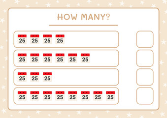 How many christmas candle, game for children. Vector illustration, printable worksheet