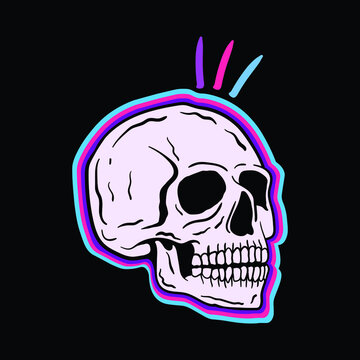 skull head colorful hand drawing for tattoo,design tshirt,and many more.free vector