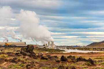 Geothermal power plant Gunnuhver Hot Springs Reykjanes peninsula Iceland