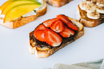 Delicious fruit toasts mix for breakfast, lunch or snack. Healthy food