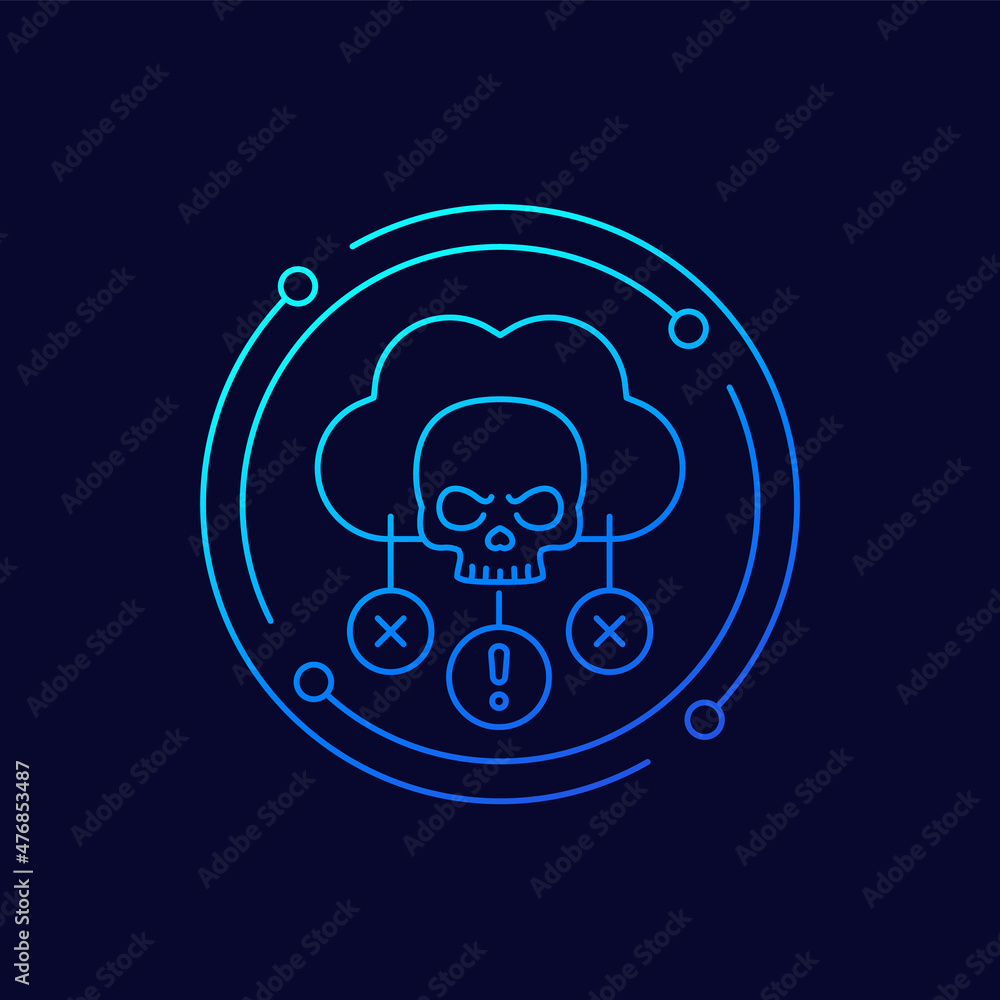 Wall mural Malware in cloud line vector icon