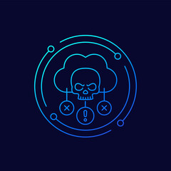 Malware in cloud line vector icon