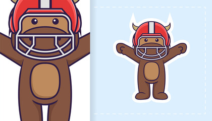Cute bull mascot character. Can be used on stickers, patches, textiles, paper, cloth and others.
