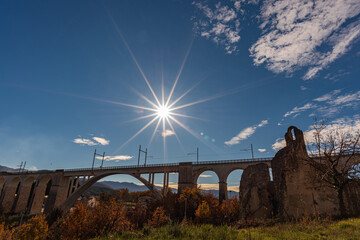 Isernia, Molise, Italy.  Santo Spirito railway bridge.