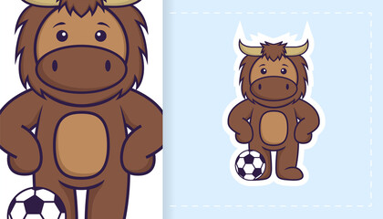 Cute bull mascot character. Can be used on stickers, patches, textiles, paper, cloth and others.