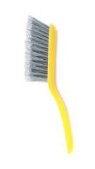 Plastic hand broom on white background, top view