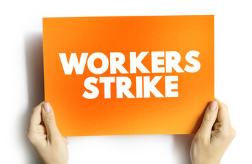 Workers strike text card, concept background
