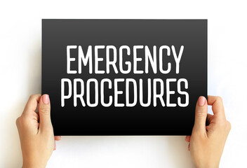Emergency Procedures text on card, concept background