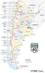 route of the argentinian national road 40 with sights 