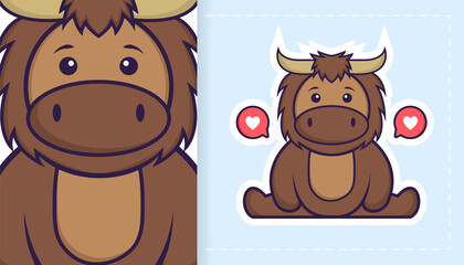 Cute bull mascot character. Can be used on stickers, patches, textiles, paper, cloth and others.