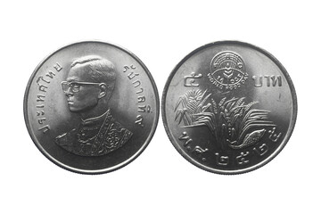 Thai Baht 5 baht coin, issued in 1982 - obrazy, fototapety, plakaty