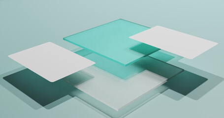 Business card mockup design with glass objects 3d rendered premium quality image modern and flat business card design