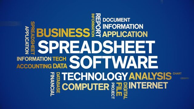 Spreadsheet Software Animated Tag Word Cloud;Text Design Animation typography seamless loop.