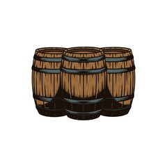 wooden barrel isolated on white