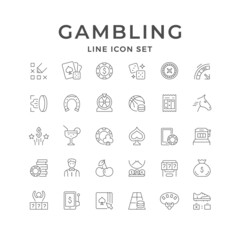 Obraz na płótnie Canvas Set line icons of gambling
