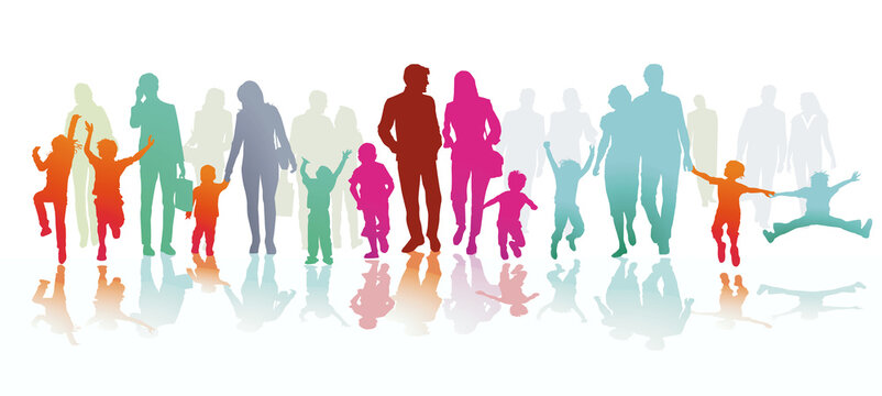 Eltern und Kinder, Familien Gruppenbild, illustration