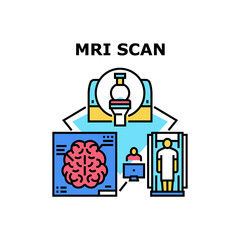 Mri scan medical scanner. ct radiology. tomography diagnostic. doctor and patient. brain technology mri scan vector concept color illustration