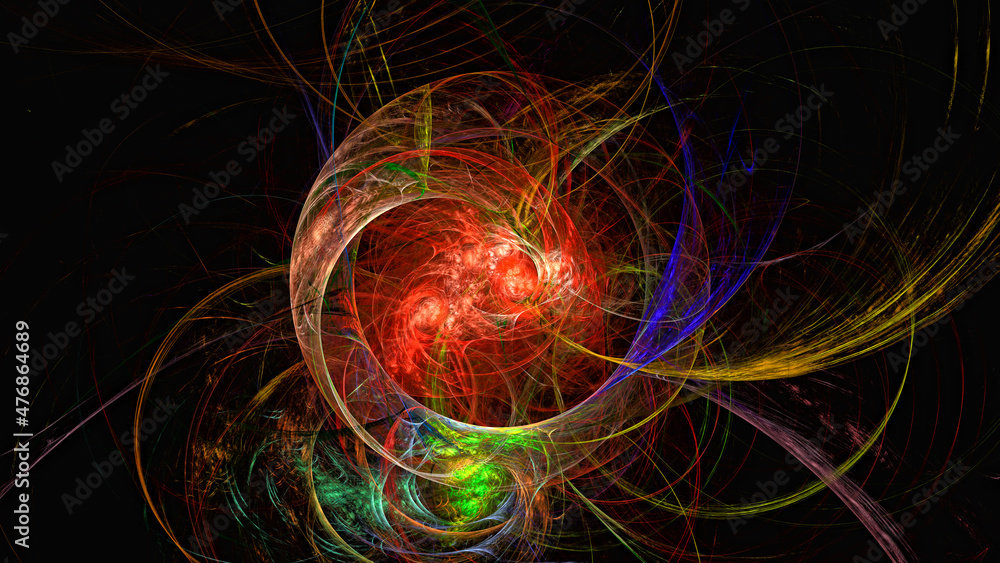 Poster 3d effect - abstract colorful fractal graphic