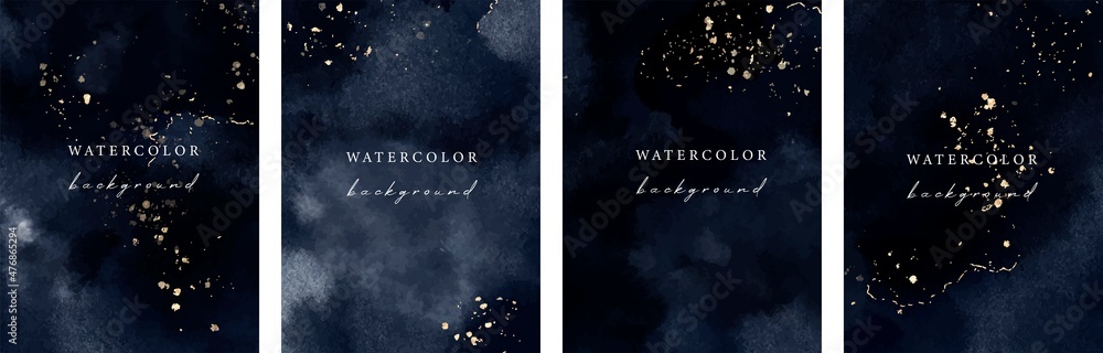 Wall mural set of vector watercolour universal backgrounds with glitter and copy space for text