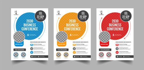 Modern corporate business conference flyer template design and Elegant Corporate business conference a4 cover flyer template
