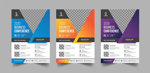 Modern corporate business conference flyer template design and Elegant Corporate business conference a4 cover flyer template, Geometric Corporate business flyer template design