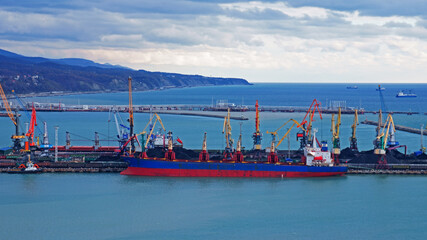 Dry cargo ship in the port