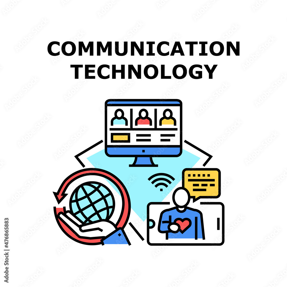 Poster communication technology network. internet tech. graphic space. web data. digital earth communicatio