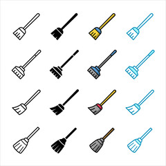 broom icon set vector design template