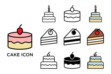 cake icon set vector design template