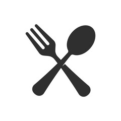 Fork and spoon crossed vector flat design with gaya simple white background