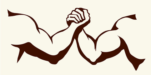 Hand wrestling contest. Vector drawing