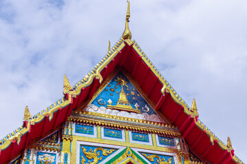Buddhist temple Was on Sukhumvitt Rd BKK Bangkok Thailand, vivid lush colours if the buildings are glorious