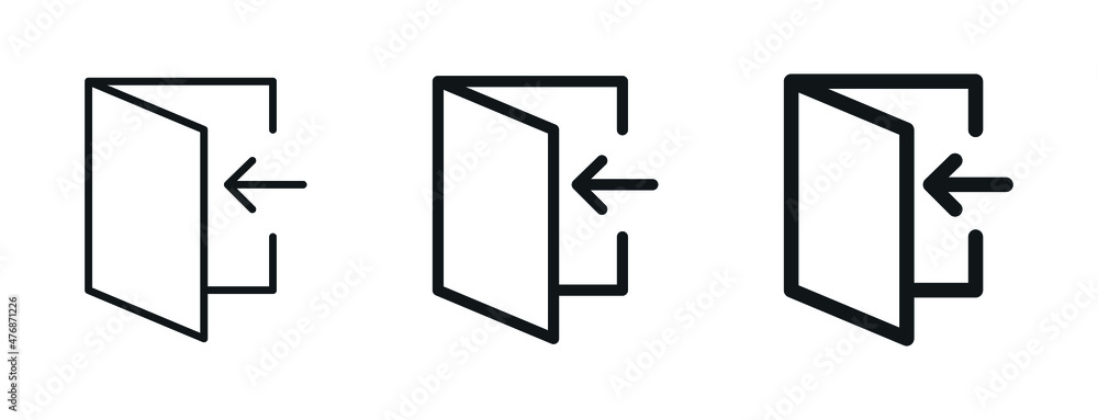 Aufkleber arrow login icon - enter symbol, log in icon button - arrow and door icon entry symbols in filled, t