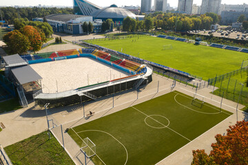 Sports complex in the center of Minsk with outdoor sports grounds for games. Belarus