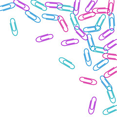 Stationary paperclips isolated on white background