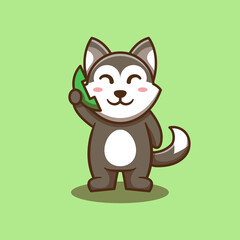 Fototapeta premium Cute Dog Mascot Holding The Phone. Isolated Cute Animal Illustration Vector. Suitable For Stickers, Web Landing Pages, And More.