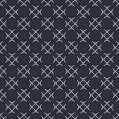 Fototapeta premium Dark background pattern with simple geometric elements on a black background. Fabric texture swatch, seamless wallpaper. Vector illustration