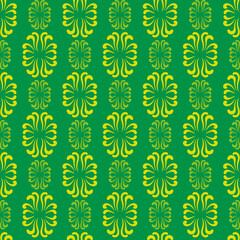 Background image with decorative floral ornaments on a green background for your design projects, seamless patterns, wallpaper textures with flat design. Vector illustration