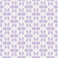 Background pattern with decorative floral purple elements on white background. Fabric texture swatch, seamless wallpaper. Vector illustration