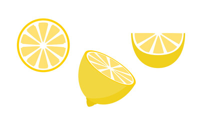Yellow lemon, simple flat design. Isolated on white background vector illustration.